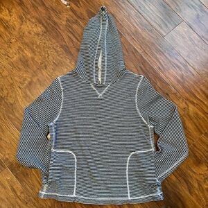 J Crew Blue and White Micro Striped French Terry Pullover Hoodie Size S